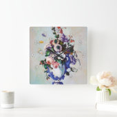 Bloemen in een Rococo Vase, Paul Cezanne Vierkante Klok (Huis)