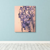 Bloemen in een roze licht canvas afdruk (Insitu (Houten vloer))