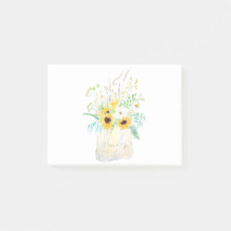 bloemen in een tas waterverf schilderij post-it® notes