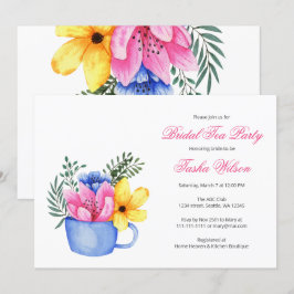 bloemen in een Teacup Vrijgezellenfeest Tea Party Kaart