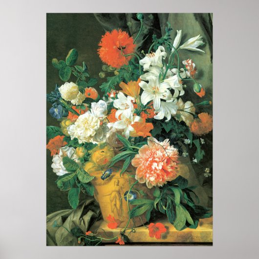 Bloemen in een terra Cotta Vase Poster (Voorkant)
