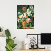 Bloemen in een terra Cotta Vase Poster (Thuiskantoor)