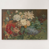 Bloemen in een terracotta vaas Nederlands stilleve Legpuzzel (Horizontaal)