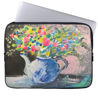 Bloemen in een theepot, boho stijl laptop sleeve