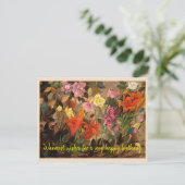 Bloemen in een tuin, Gefeliciteerd met je verjaard Briefkaart (Staand voorkant)