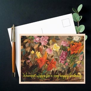 Bloemen in een tuin, Gelukkige verjaardag Briefkaart