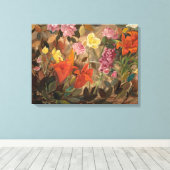 Bloemen in een tuin | Tadeusz Makowski Canvas Afdruk (Insitu (Houten vloer))