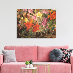 Bloemen in een tuin Tadeusz Makowski Canvas Afdruk
