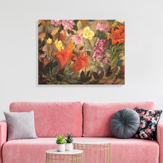 Bloemen in een tuin | Tadeusz Makowski Canvas Afdruk (Insitu (Woonkamer))