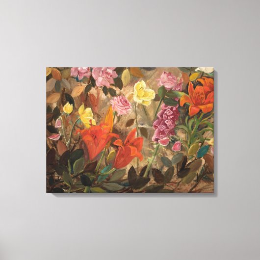 Bloemen in een tuin | Tadeusz Makowski Canvas Afdruk (Voorkant)