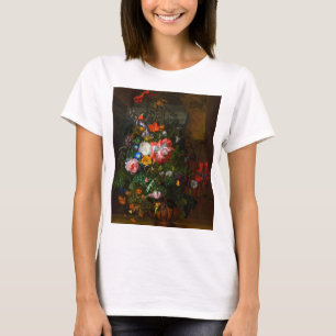 Bloemen in een urn op een stenen richel, 1680 door t-shirt