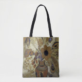 bloemen in een vaas, bruin en blauw tote bag (Voorkant)