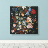 Bloemen in een vaas - Jan Brueghel Canvas Afdruk (Insitu (Houten vloer))