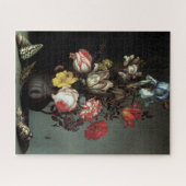 Bloemen in een Vaas met schalen en insecten Legpuzzel (Horizontaal)