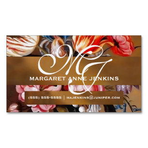  bloemen in een vaas   monogrammagneet visitekaartje magneet