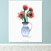 Bloemen in een vaas Waterverf Canvas Afdruk (Insitu (Houten vloer))