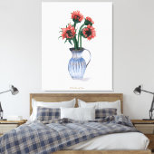 Bloemen in een vaas Waterverf Canvas Afdruk (Insitu (Slaapkamer))