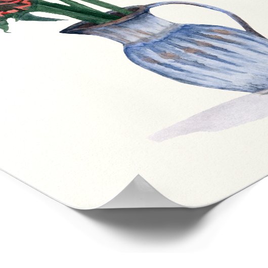 Bloemen in een vaas Waterverf Poster (Hoek)