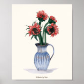 Bloemen in een vaas Waterverf Poster (Voorkant)