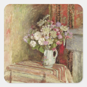 Bloemen in een Vase, 1905 Vierkante Sticker