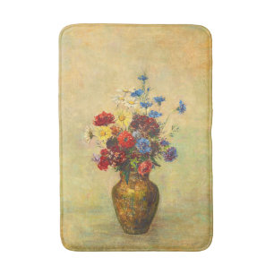 bloemen in een Vase (1910) door Odilon Redon Badmat