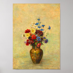  bloemen in een Vase (1910) door Odilon Redon Poster