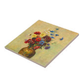 bloemen in een Vase (1910) door Odilon Redon Tegeltje (Zijkant)