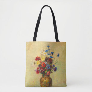  bloemen in een Vase (1910) door Odilon Redon Tote Bag