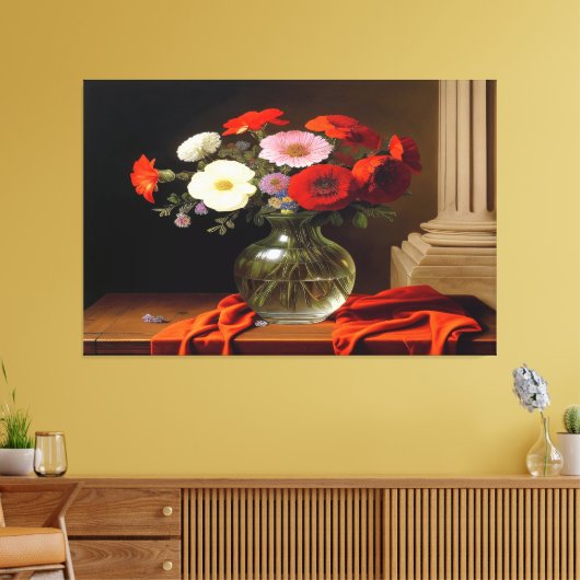 Bloemen in een vase canvaskunst canvas afdruk (Insitu (Woonkamer))