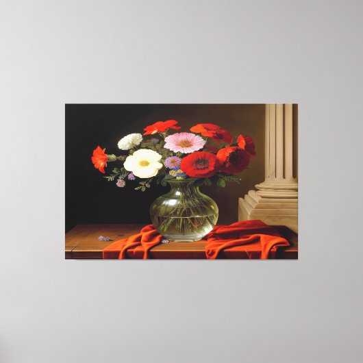 Bloemen in een vase canvaskunst canvas afdruk (Voorkant)