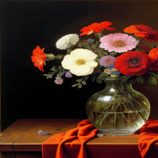 Bloemen in een vase canvaskunst canvas afdruk
