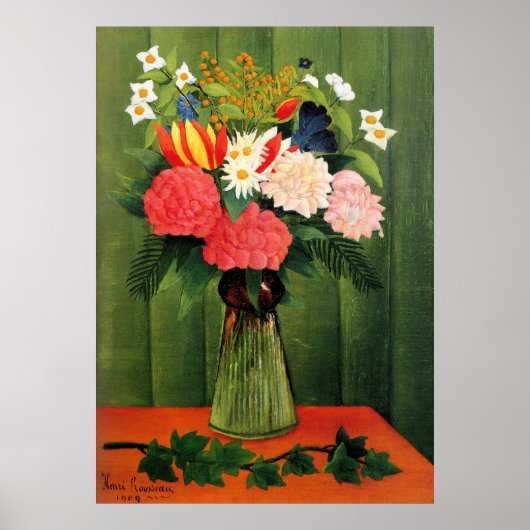 Bloemen in een Vase door Henry Rousseau Poster (Voorkant)