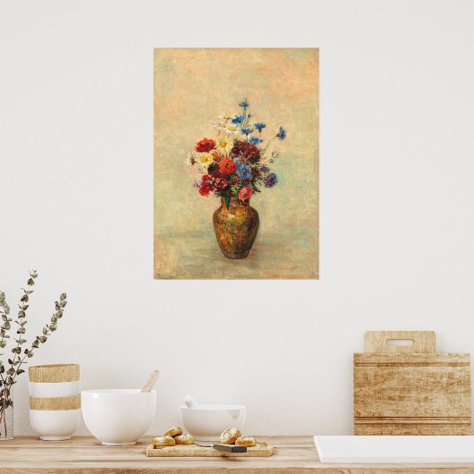 Bloemen in een Vase - Odilon Redon Fine Art Poster (Keuken)