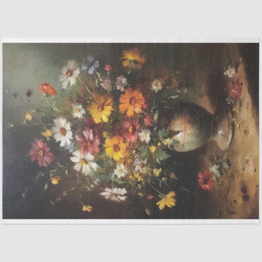 Bloemen in een Vase  olieafbrekende ontleding Tissuepapier (Voorkant)