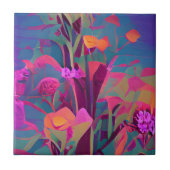 Bloemen in een veld kleurrijke abstracte digitale  tegeltje (Voorkant)