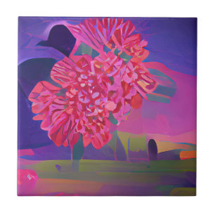 Bloemen in een veld kleurrijke abstracte digitale tegeltje
