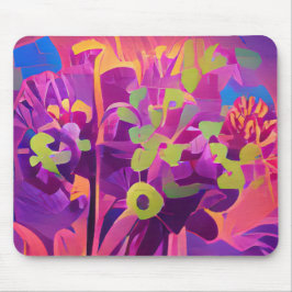 Bloemen in een veld met kleurrijke abstracte digit muismat