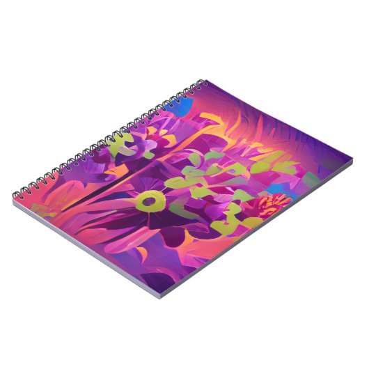 Bloemen in een veld met kleurrijke abstracte digit notitieboek (Linkerzijde)