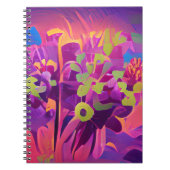 Bloemen in een veld met kleurrijke abstracte digit notitieboek (Voorkant)