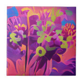 Bloemen in een veld met kleurrijke abstracte digit tegeltje (Voorkant)