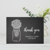 Bloemen in een weckpot met krijtbord - Dankjewel Bedankkaart (Staand voorkant)