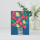 Bloemen in een White and Black Vase Briefkaart (Staand voorkant)