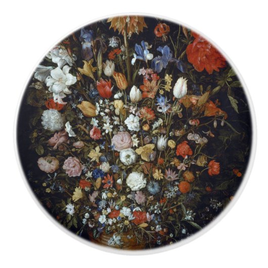 Bloemen in een Woodenschip Jan Brueghel de Ouder Keramische Knop (Voorkant)