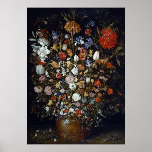 Bloemen in een Woodenschip Jan Brueghel de Ouder Poster (Voorkant)