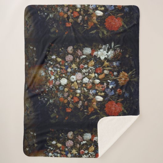 Bloemen in een Woodenschip Jan Brueghel de Ouder Sherpa Deken (Voorkant)