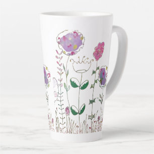 Bloemen in gemengde techniek latte mok