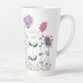 Bloemen in gemengde techniek  latte mok (Rechts)