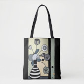 Bloemen in gestreept vet tote bag (Voorkant)