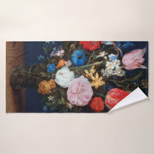 Bloemen in Glass Vessel, Jan Brueghel de Ouder Badhanddoek (Badhanddoek)