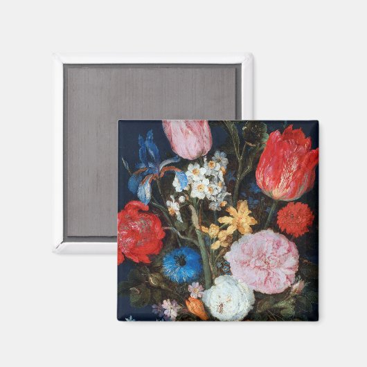Bloemen in Glass Vessel, Jan Brueghel de Ouder Magneet (Voorkant / Achterkant)